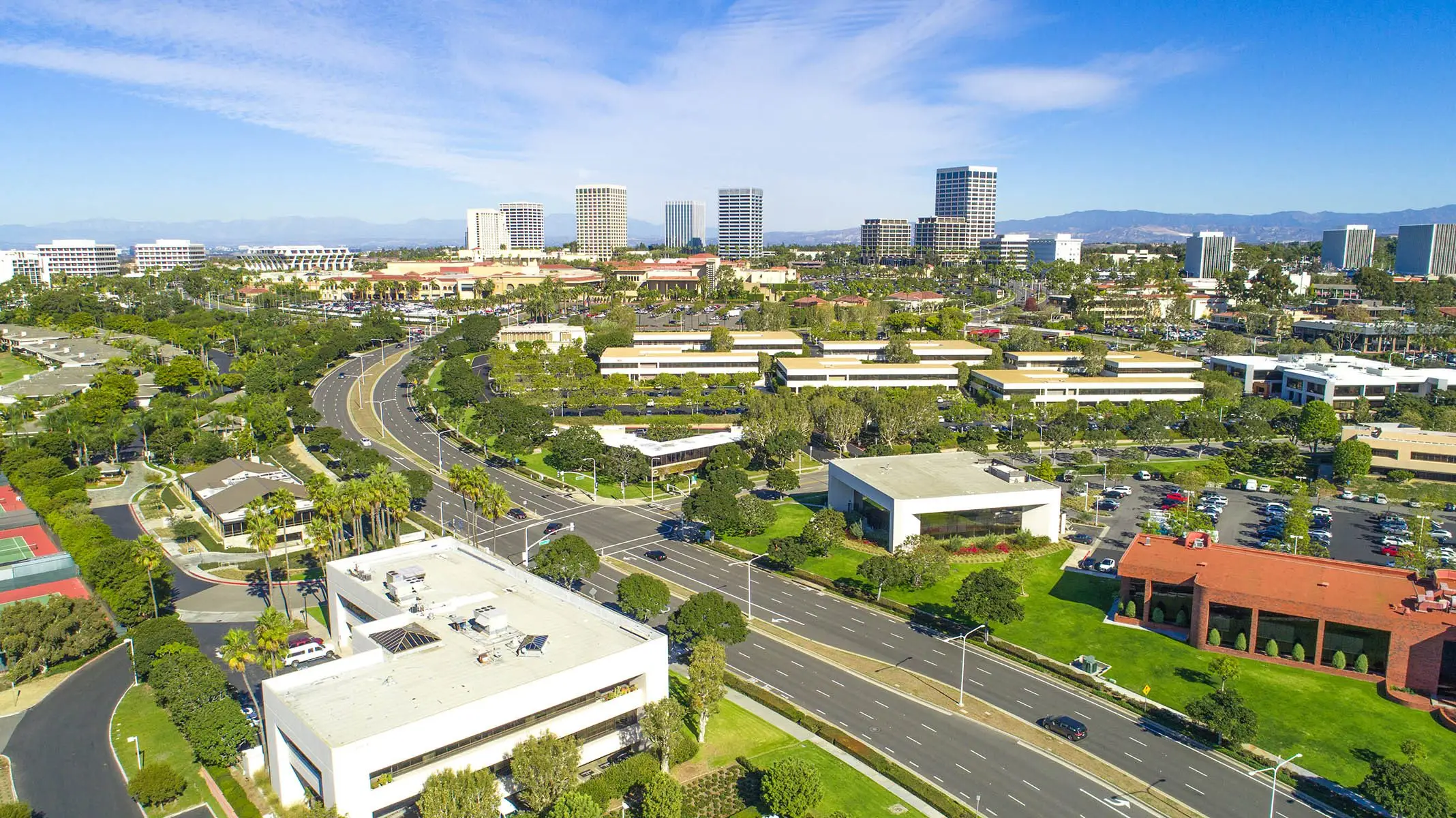 Aerial view of Newport Center, where the Newport Beach office is located